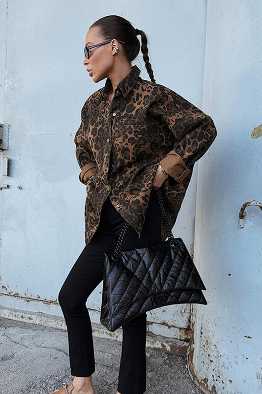 Autumn Vintage Leopard Print Casual Blouse