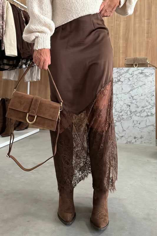 Lace Trim Midi Pencil Skirt