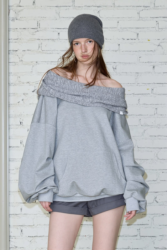 Convertible Off Shoulder Pullover Sweatshirt