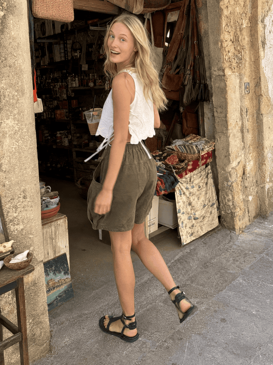 High Waist Utility Wide Leg Loose Fit Shorts