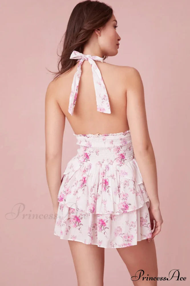 Deanna Floral Stylish Halter Dress
