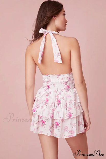 Deanna Floral Stylish Halter Dress