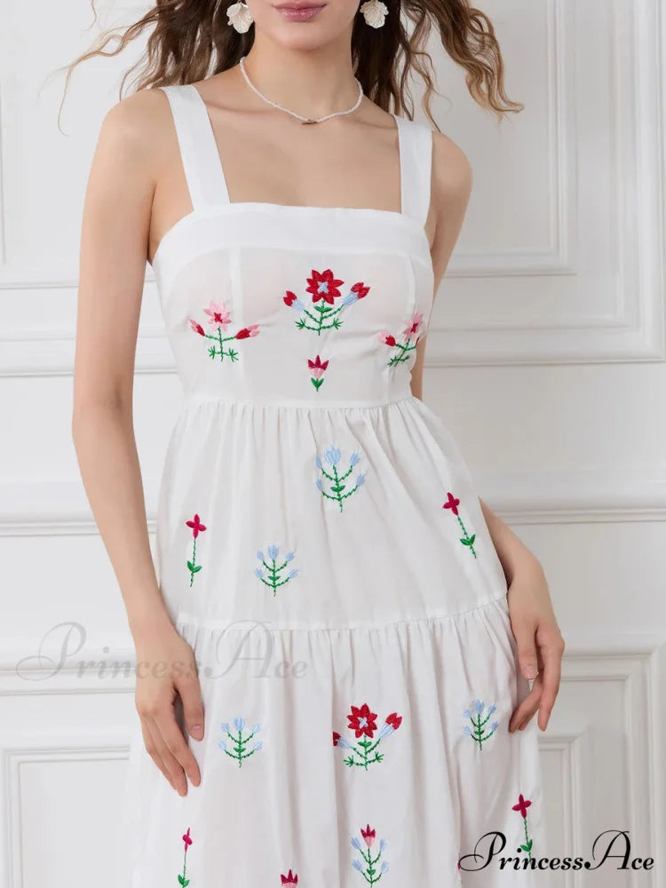 Decorated Blossom Gathered Tiered Slip Floral Dress floraldress-250126