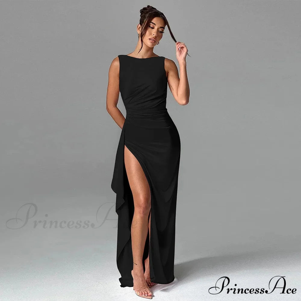 Decorative Slender Form-Fitting Holiday Dress Black / S vacationdress-250223