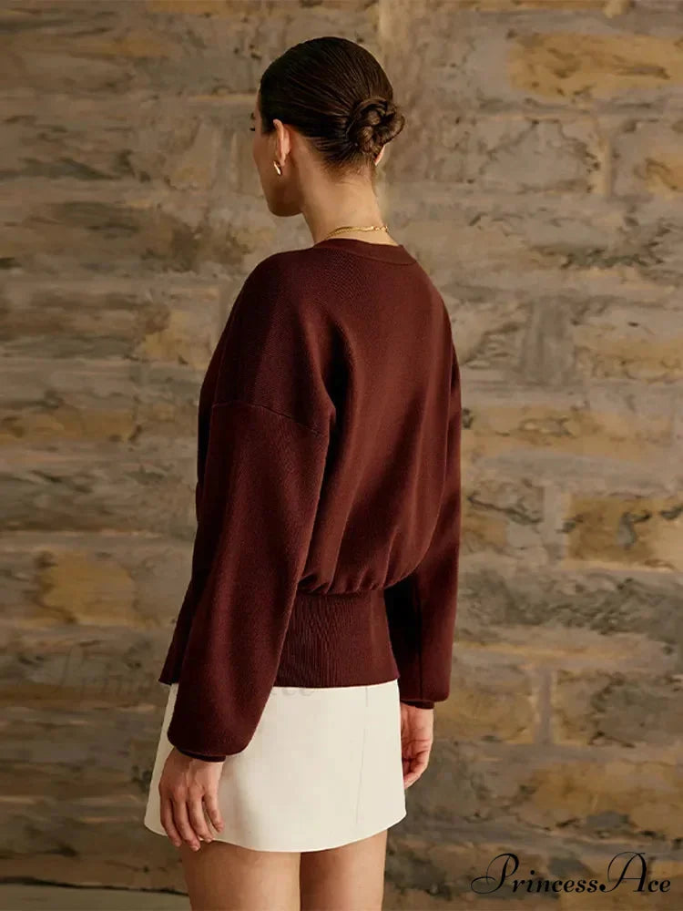 Deep-neck Button Trim Fit Cardigan cardigans-241228