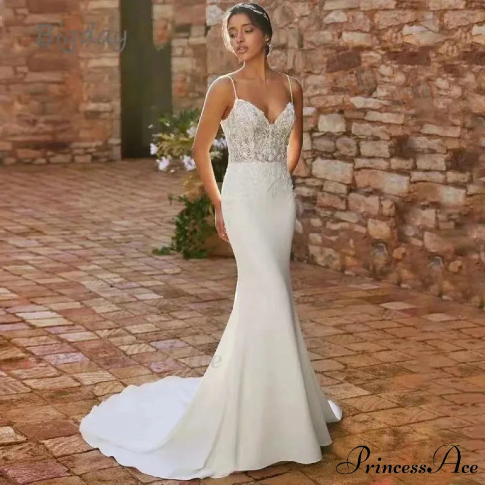 Deep Neck Extended Train Evening Marriage Gown lvory white / 2 weddingdress-250223