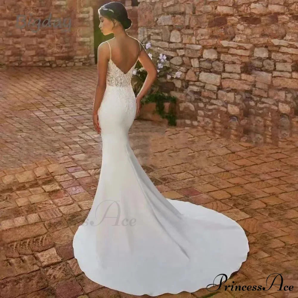 Deep Neck Extended Train Evening Marriage Gown white / 2 weddingdress-250223