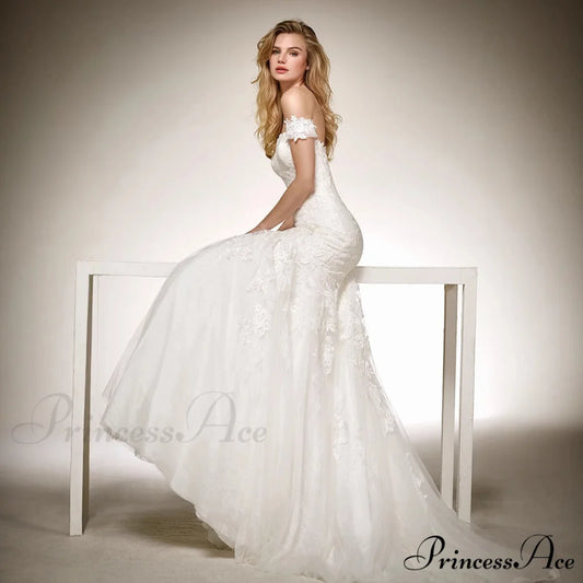 Deep Neck Extended Train Transparent Wedding Gown weddingdress-250223