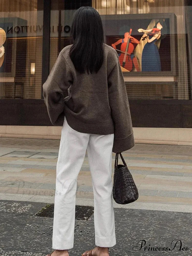 Deep-neck Pocket Extended Sleeve Cardigan cardigans-241228