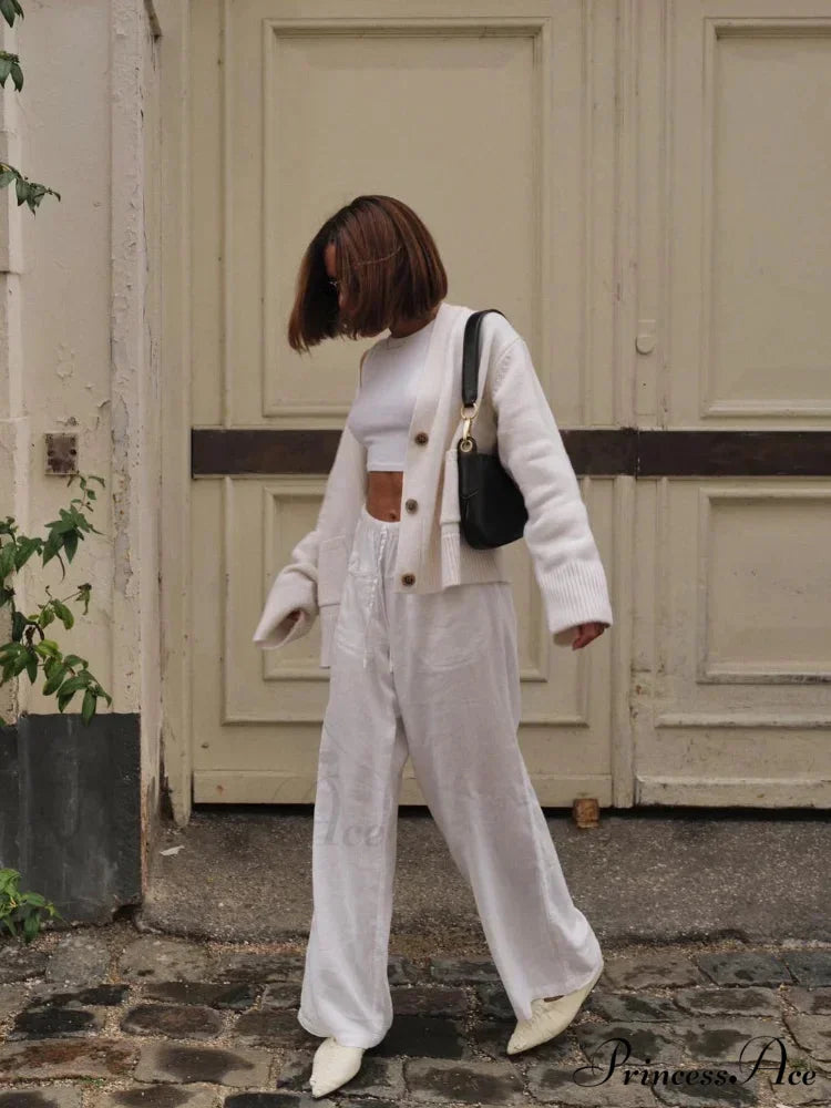 Deep-neck Pocket Extended Sleeve Cardigan cardigans-241228