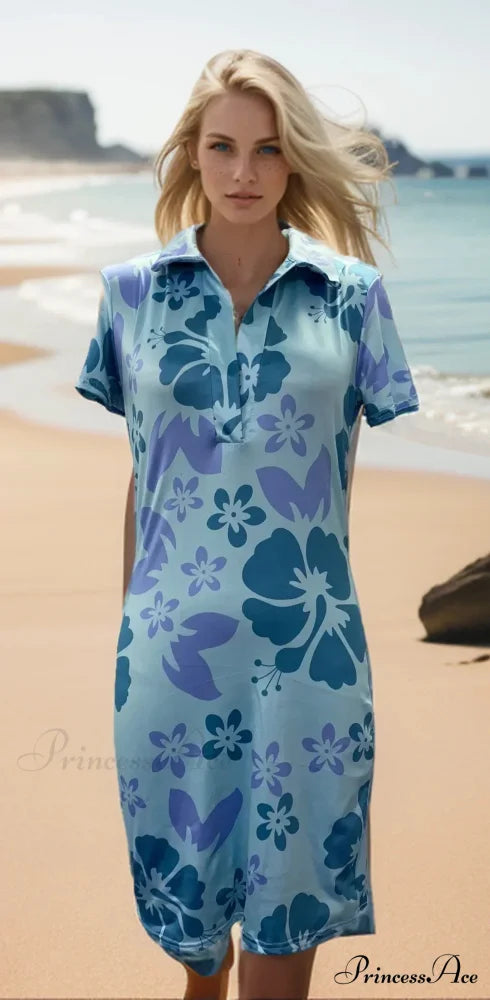 Deep-Neck Sewn Pattern Mini Dress minidress-250223