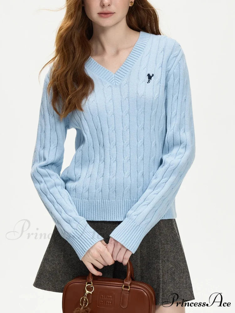 Deep-neck Stitched Coiled Blossom Jumper swraters-241228