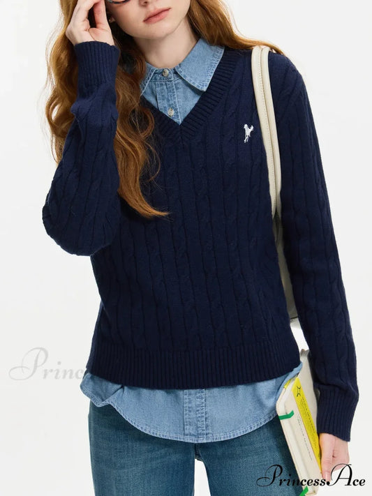 Deep-neck Stitched Coiled Blossom Jumper swraters-241228