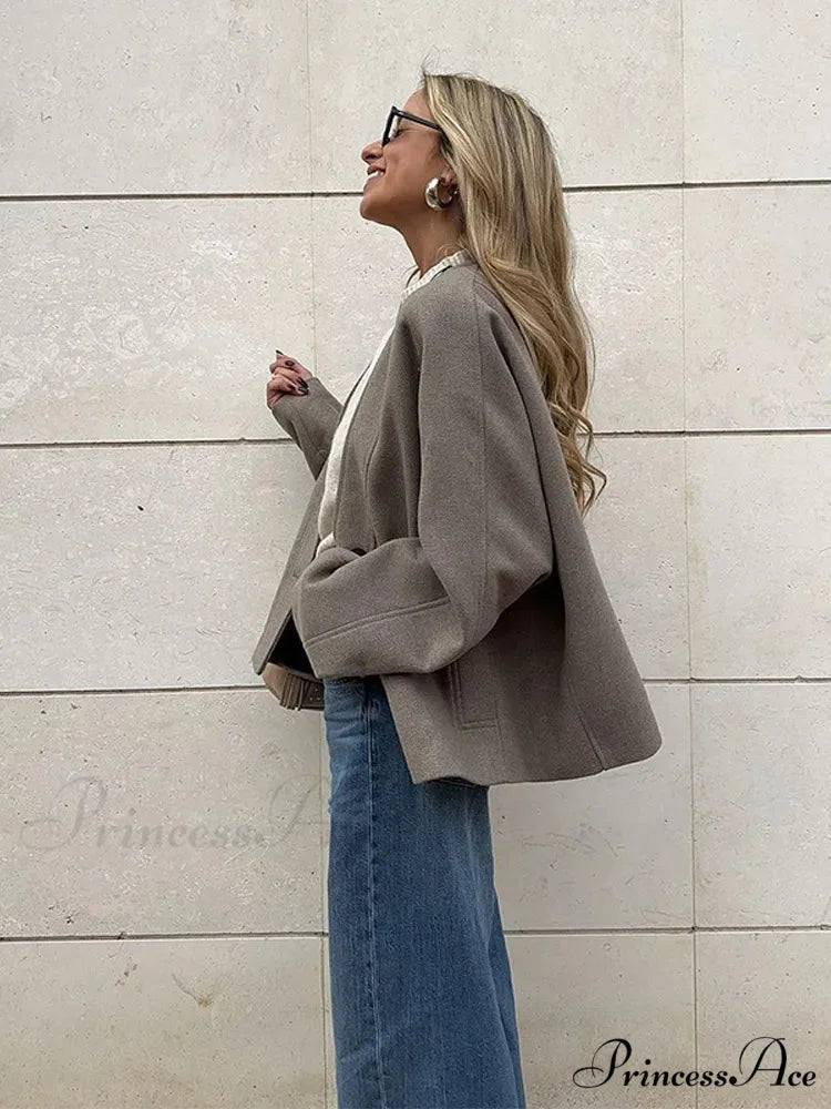 Deep-neck Unmarried Buttoned Wool Overcoat coats-241228