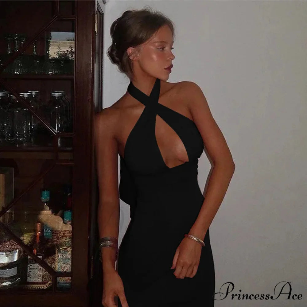 Deep V-Neck Bandage Charming Backless Mini Dress