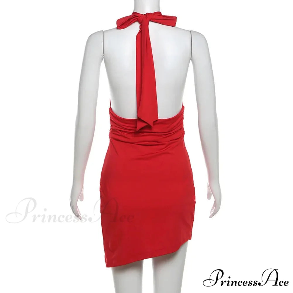 Deep V-Neck Bandage Charming Backless Mini Dress