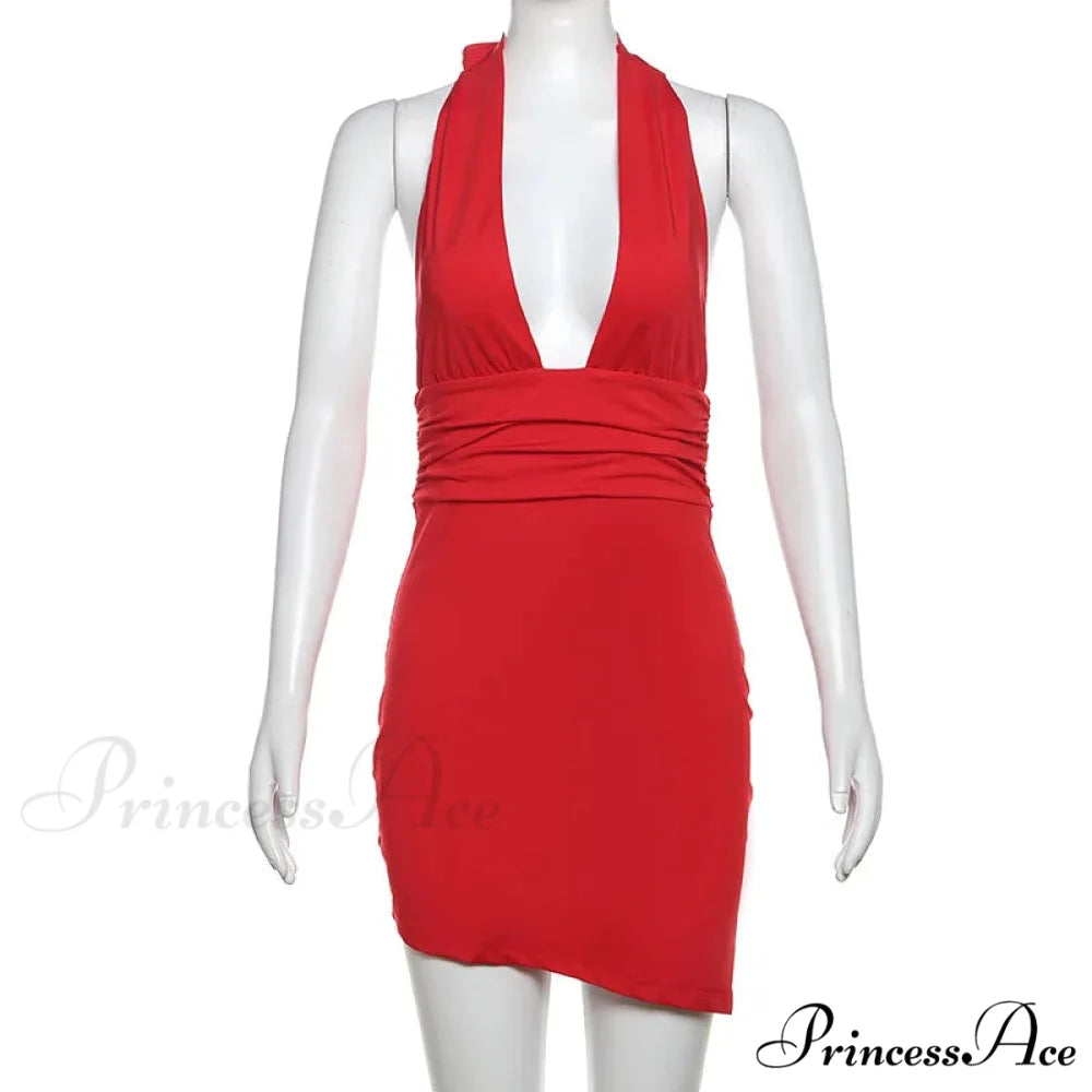 Deep V-Neck Bandage Charming Backless Mini Dress