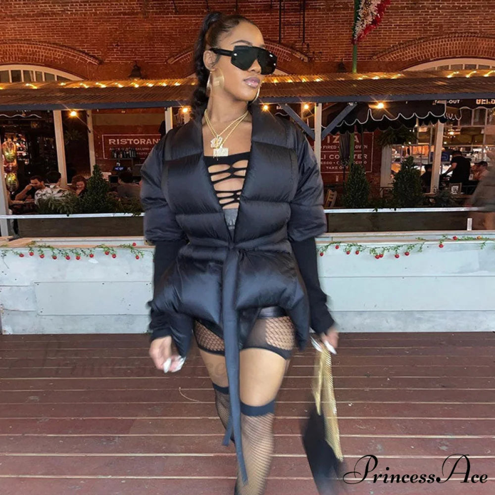 Deep V Neck Trendy Tassels Bodycon Mini Dress L / Black