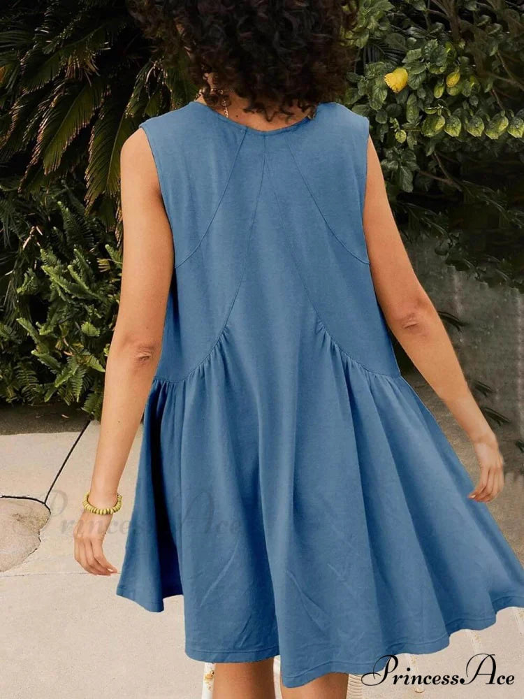 Deep V Wide Charming Strap Mini Tank Dress