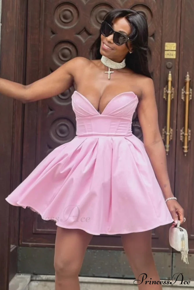 Deeply Adorable Graceful Strapless Mini Dress