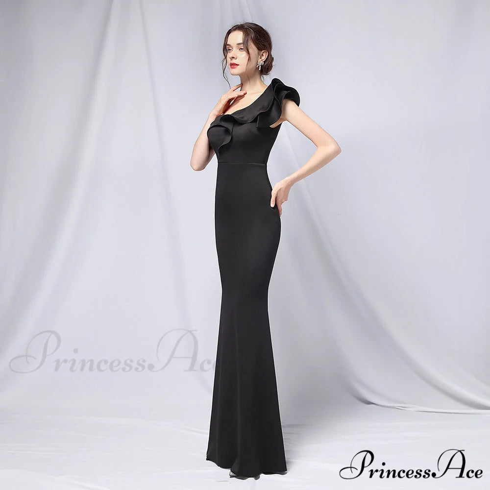 Delana Formal One Charming Shoulder Satin Dress