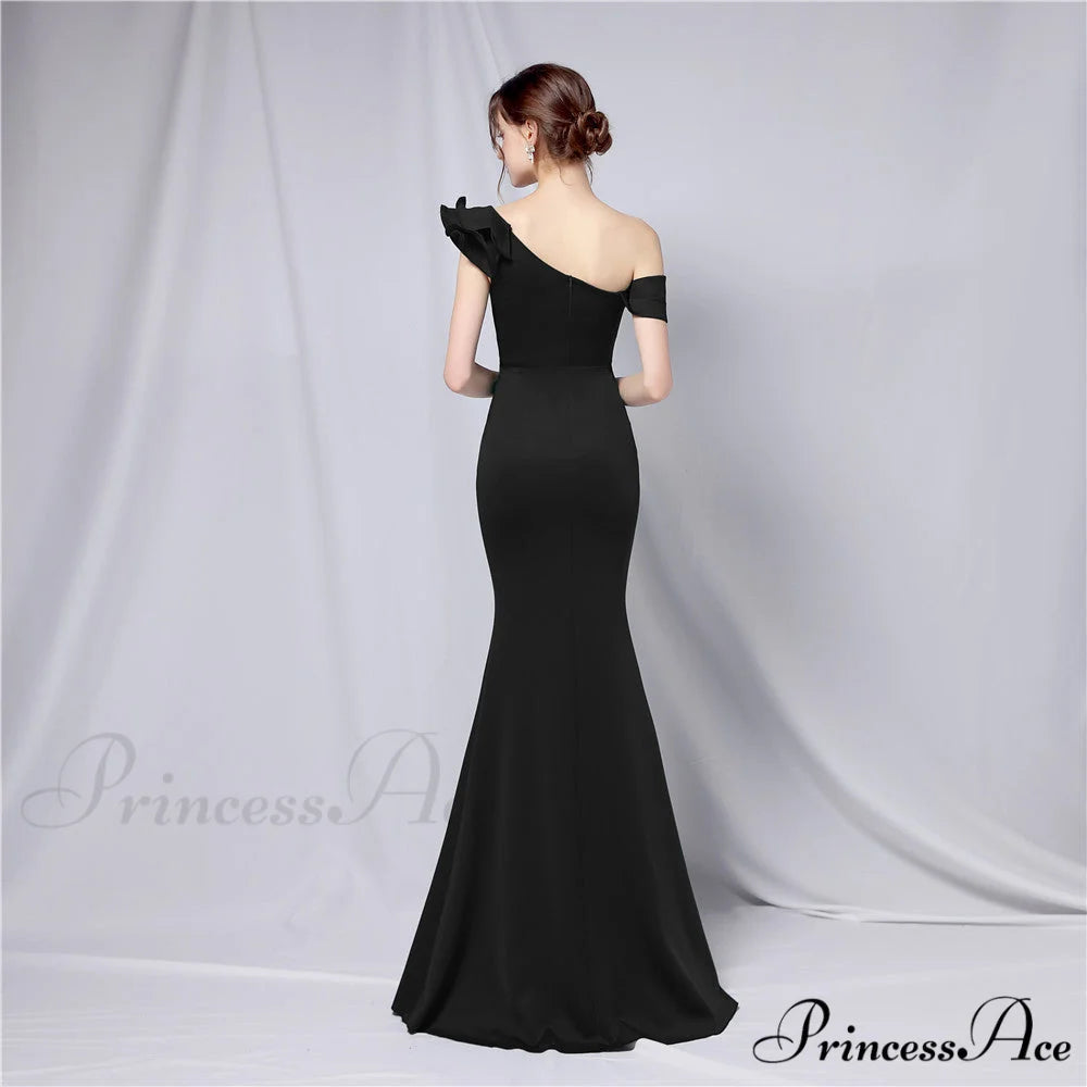 Delana Formal One Charming Shoulder Satin Dress