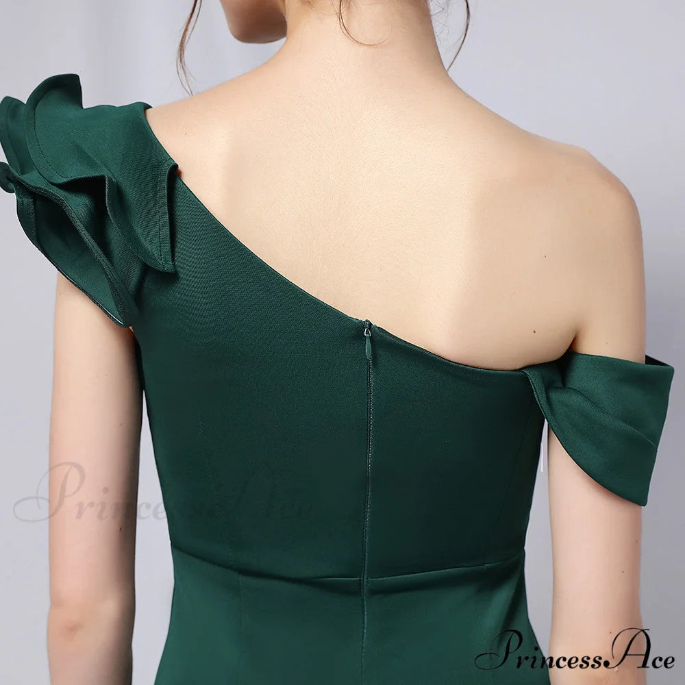 Delana Formal One Charming Shoulder Satin Dress