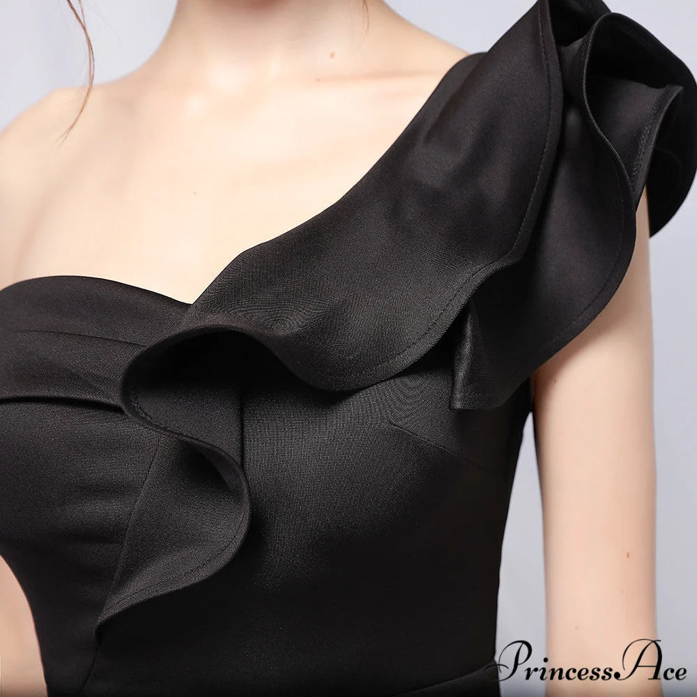 Delana Formal One Charming Shoulder Satin Dress