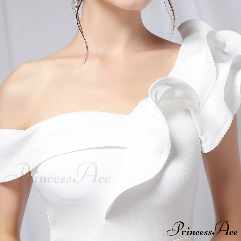 Delana Formal One Charming Shoulder Satin Dress