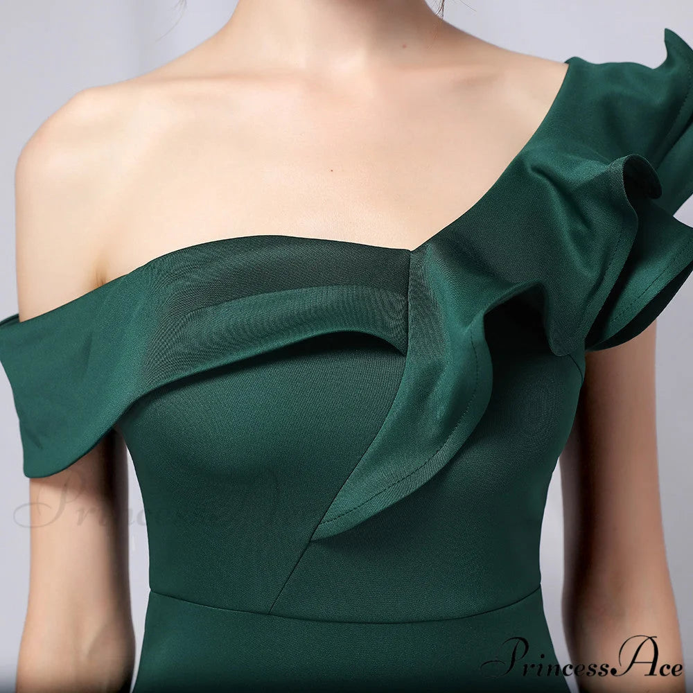 Delana Formal One Charming Shoulder Satin Dress