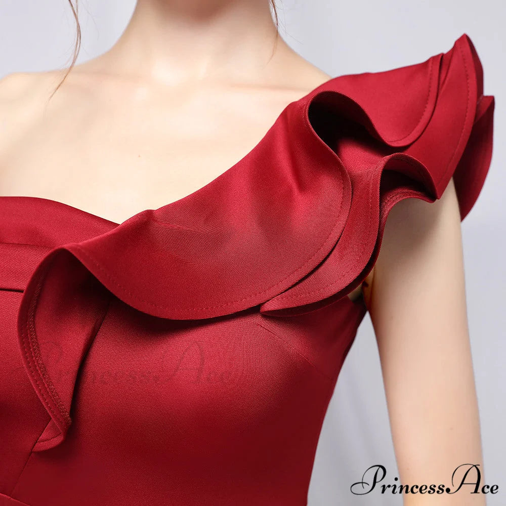 Delana Formal One Charming Shoulder Satin Dress