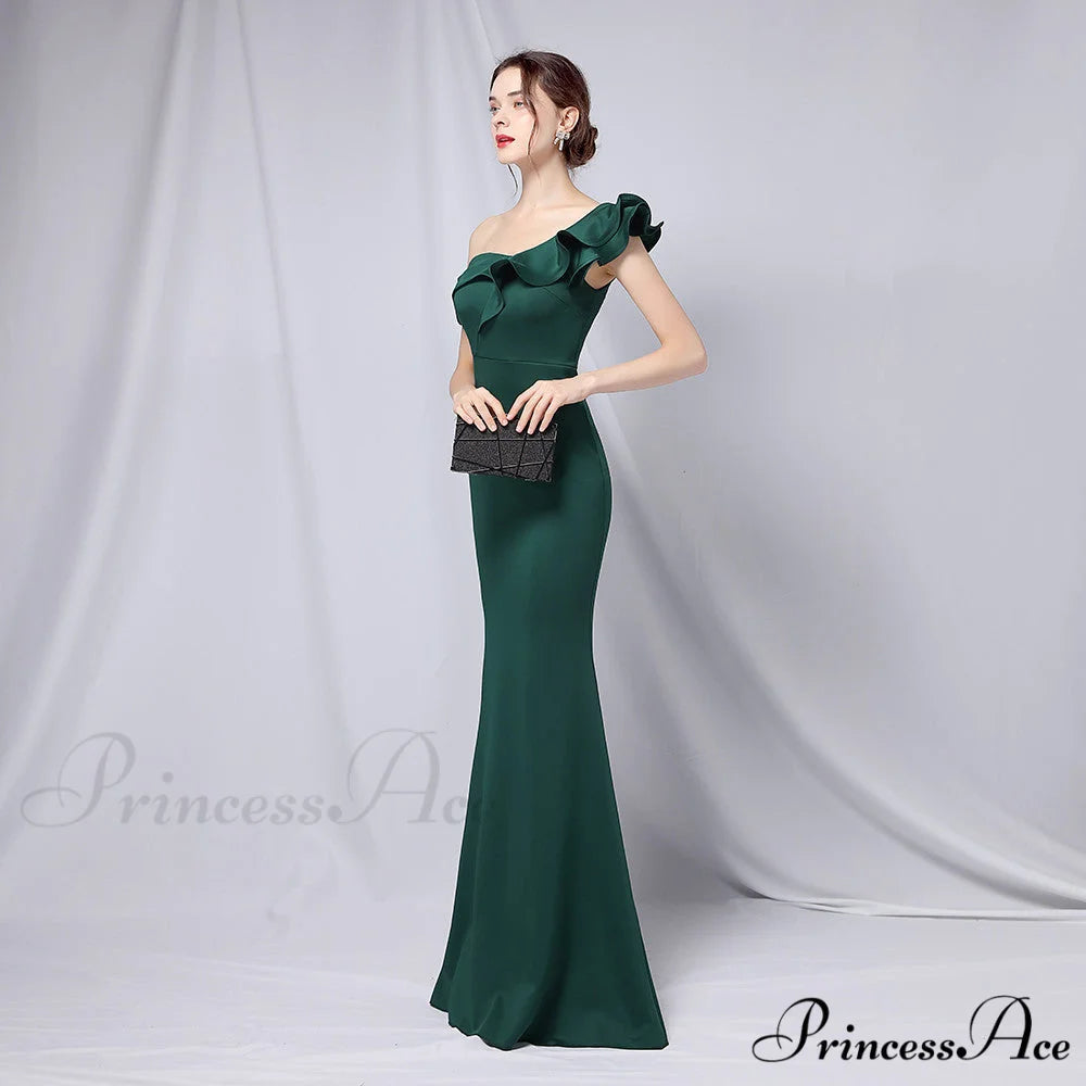 Delana Formal One Charming Shoulder Satin Dress