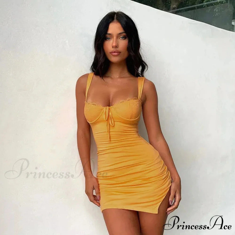 Delicate Bandeau Sleek Holiday Dress Orange / S vacationdress-250223