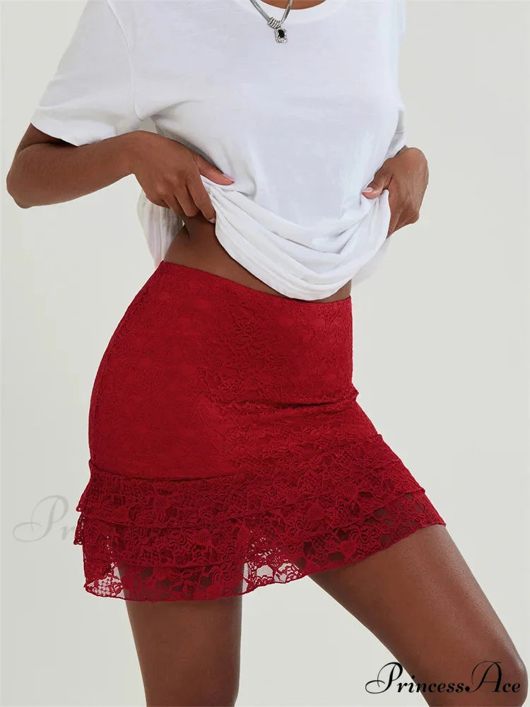 Delicate Blossom Transparent Frills Skirt skirts-250223