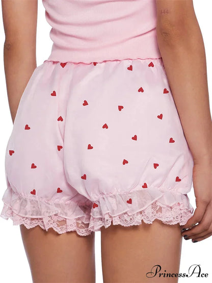Delicate Heart Ribbon Bloomer Short short-250223