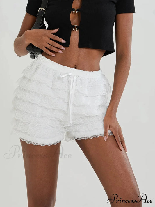 Delicate Ribbon Layered Bloomer Short WHITE / S short-250223
