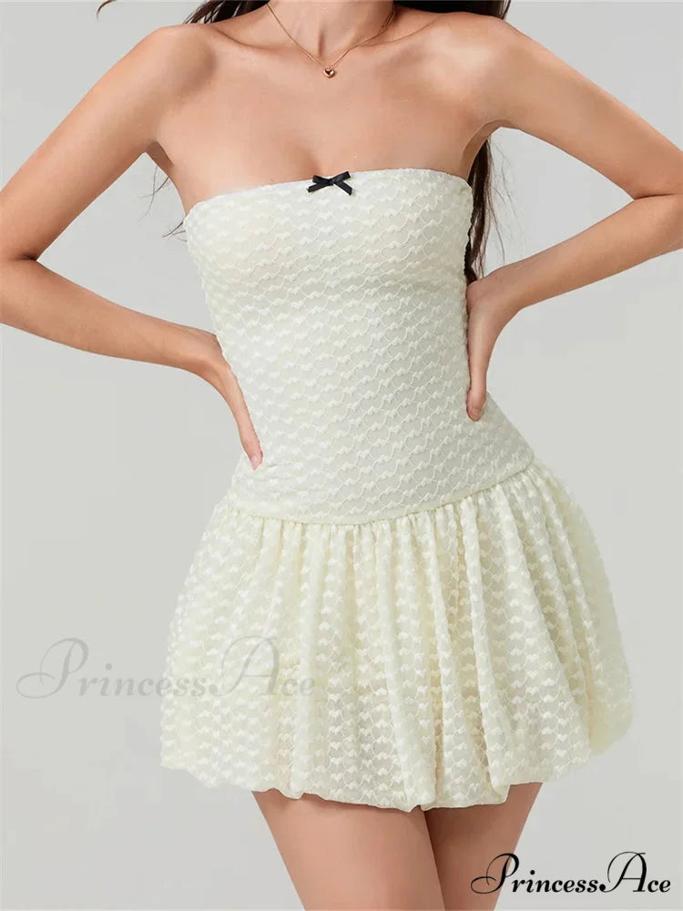 Delicate Ribbon Off-Shoulder Mini Dress minidress-250223