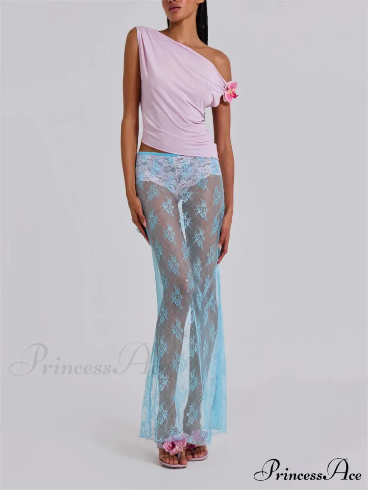 Delicate Transparent Long Split Provocative Transparent Cover Up Beach Skirt skirt-250126