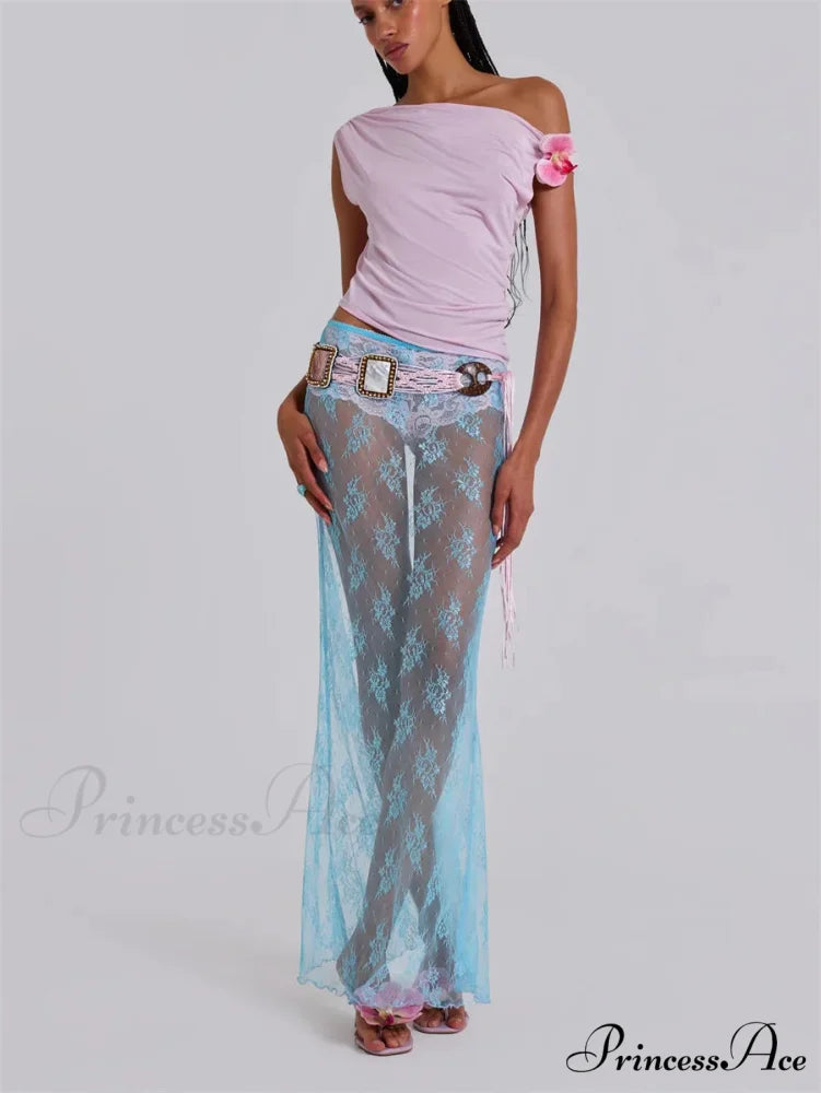 Delicate Transparent Long Split Provocative Transparent Cover Up Beach Skirt skirt-250126