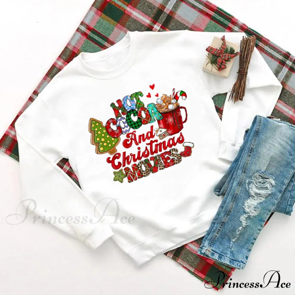 Delicious Hot Cocoa Chocolates Cake Printed Christmas Hoodie white 10 / S Christmas Hoodies-L