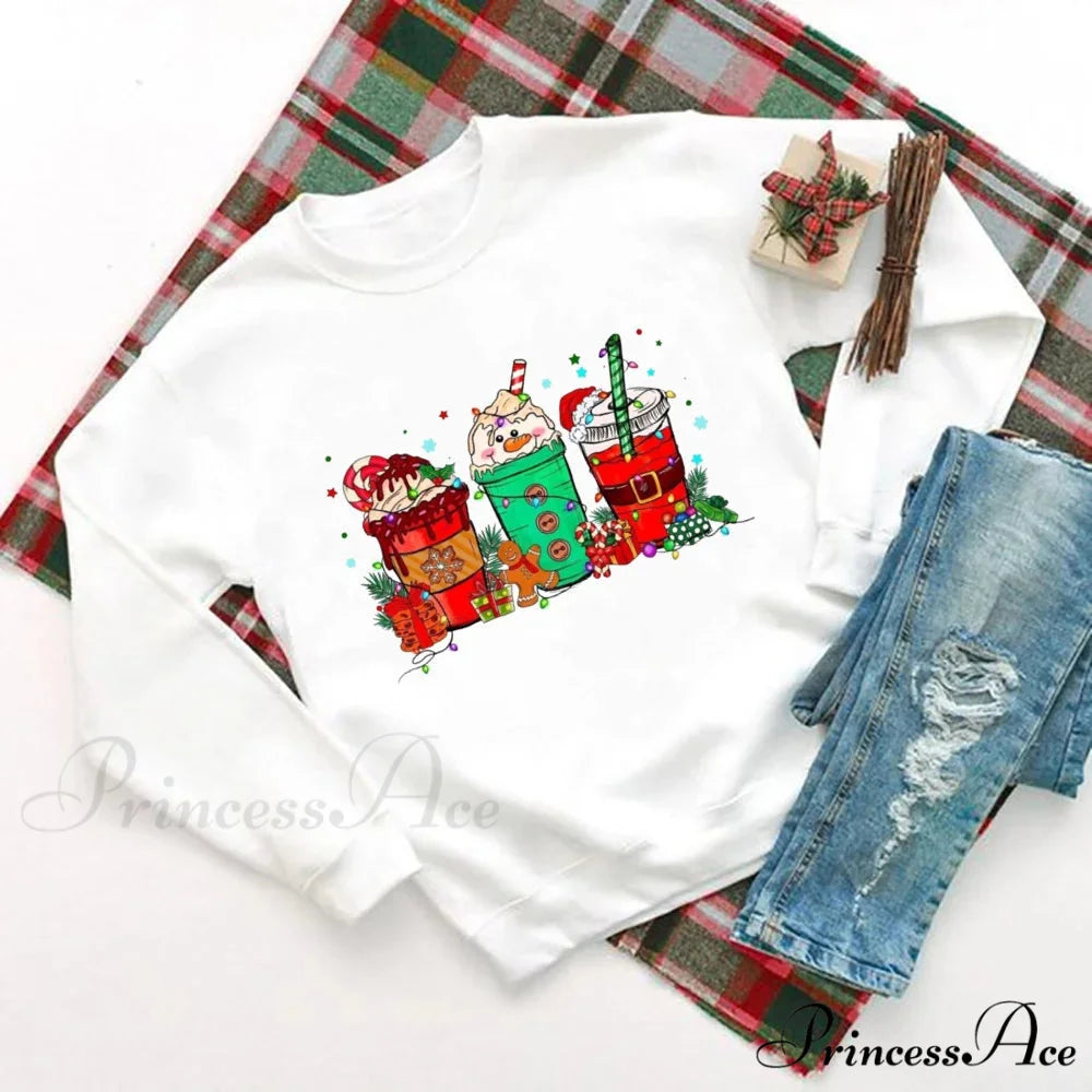 Delicious Hot Cocoa Chocolates Cake Printed Christmas Hoodie white 11 / S Christmas Hoodies-L