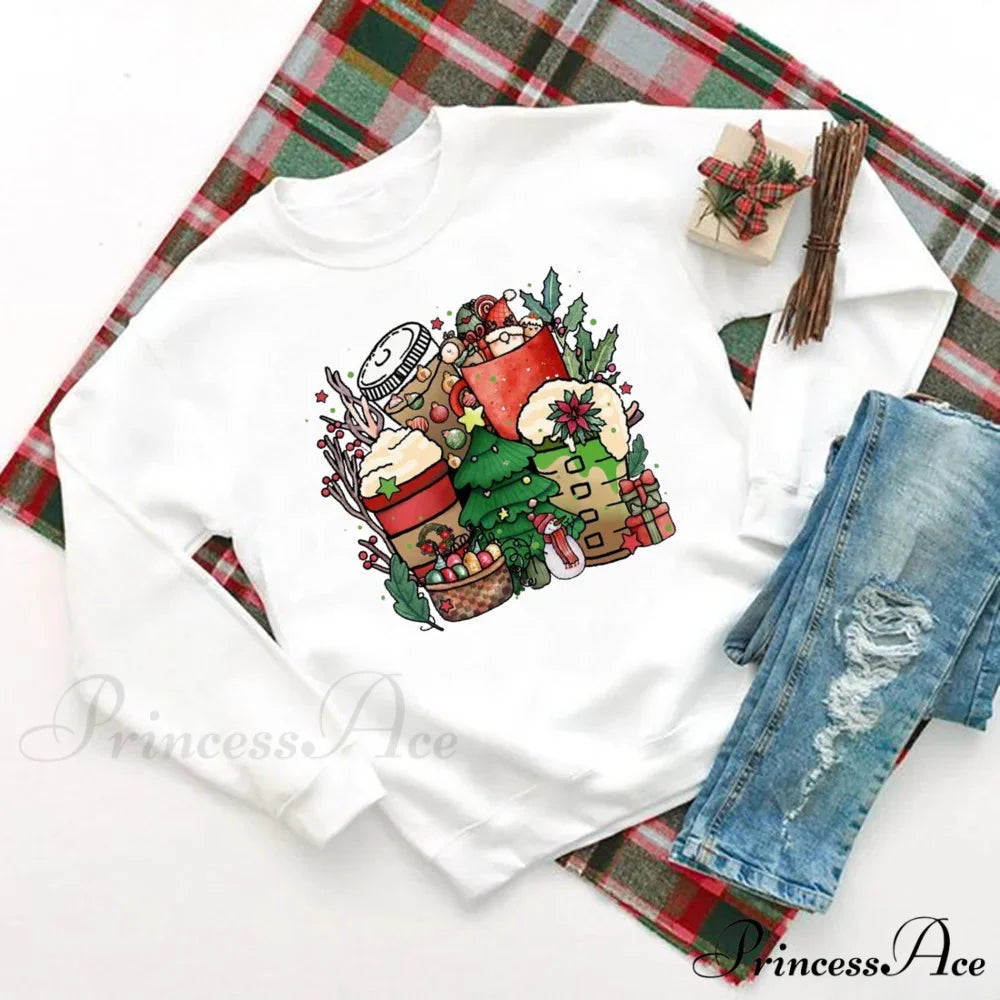 Delicious Hot Cocoa Chocolates Cake Printed Christmas Hoodie white 8 / S Christmas Hoodies-L