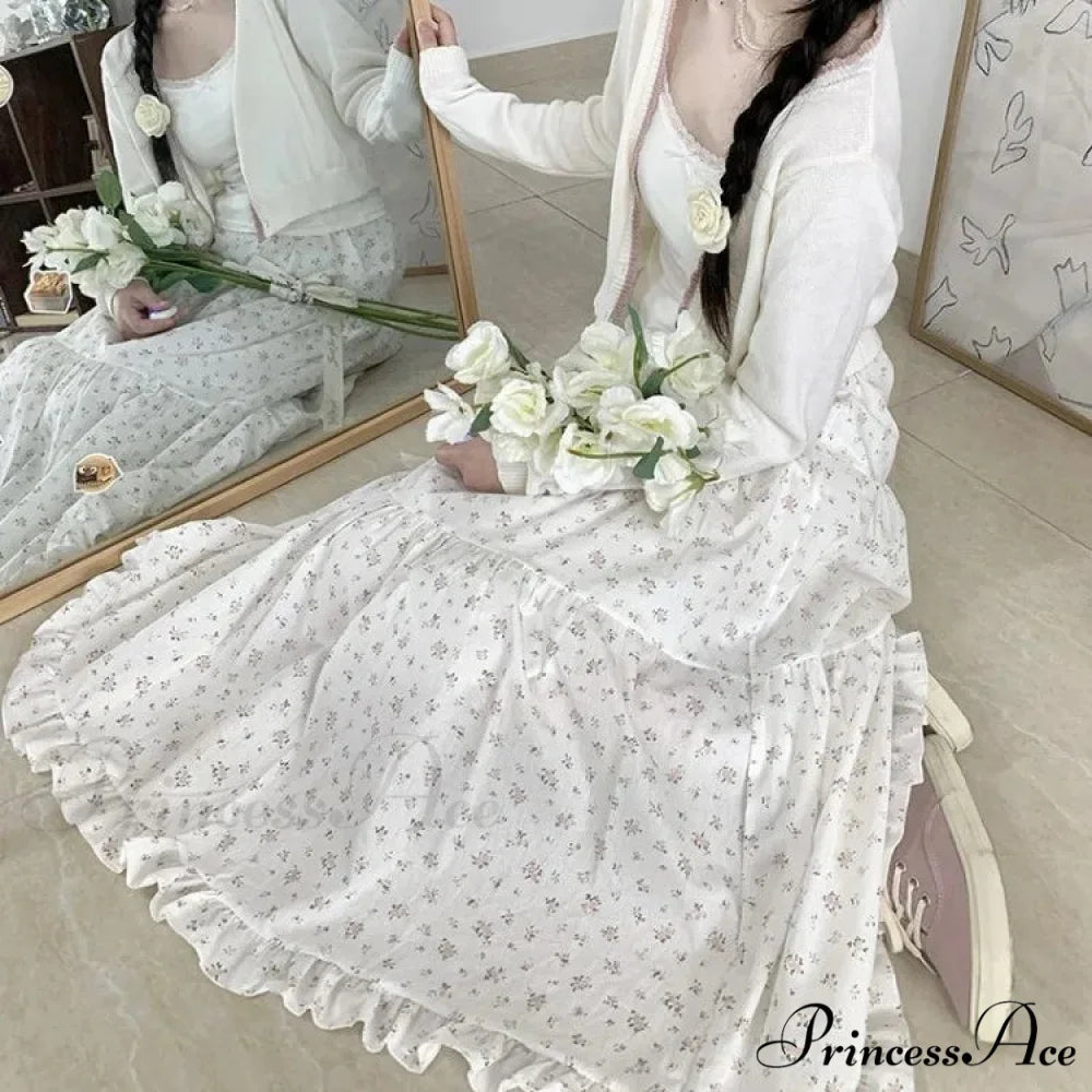 Delightful Blossom Fungus A-line Skirt Women Elevated Waist Gathered Cake Skirt skirt-250126