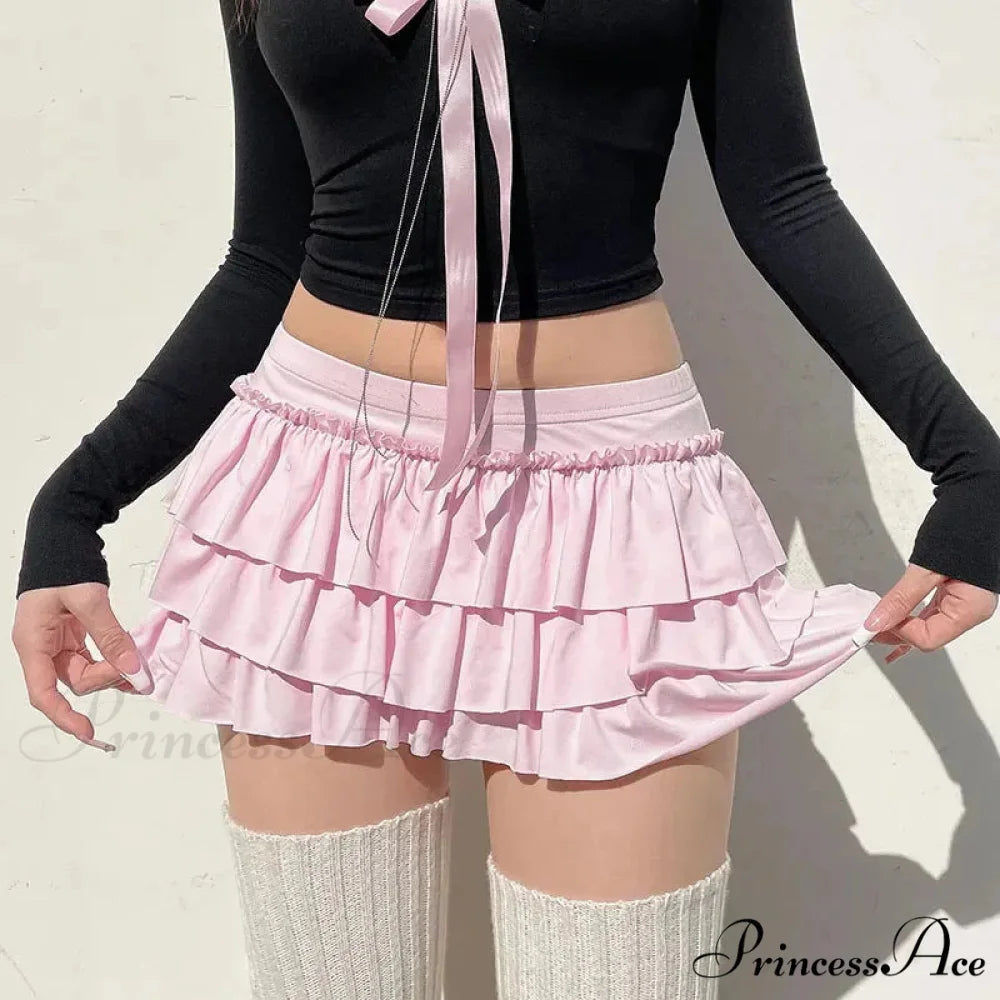 Delightful Lower-Waist Rose A-Line Skirt Pink / S skirts-250223