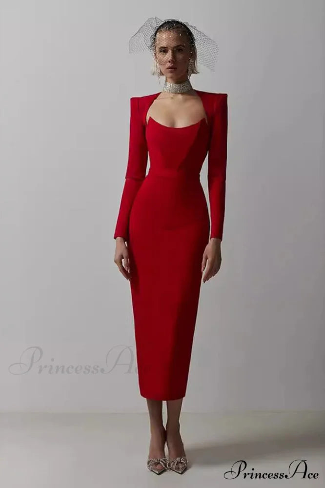 Delilah Bandage Stylish Midi Dress XS / Red