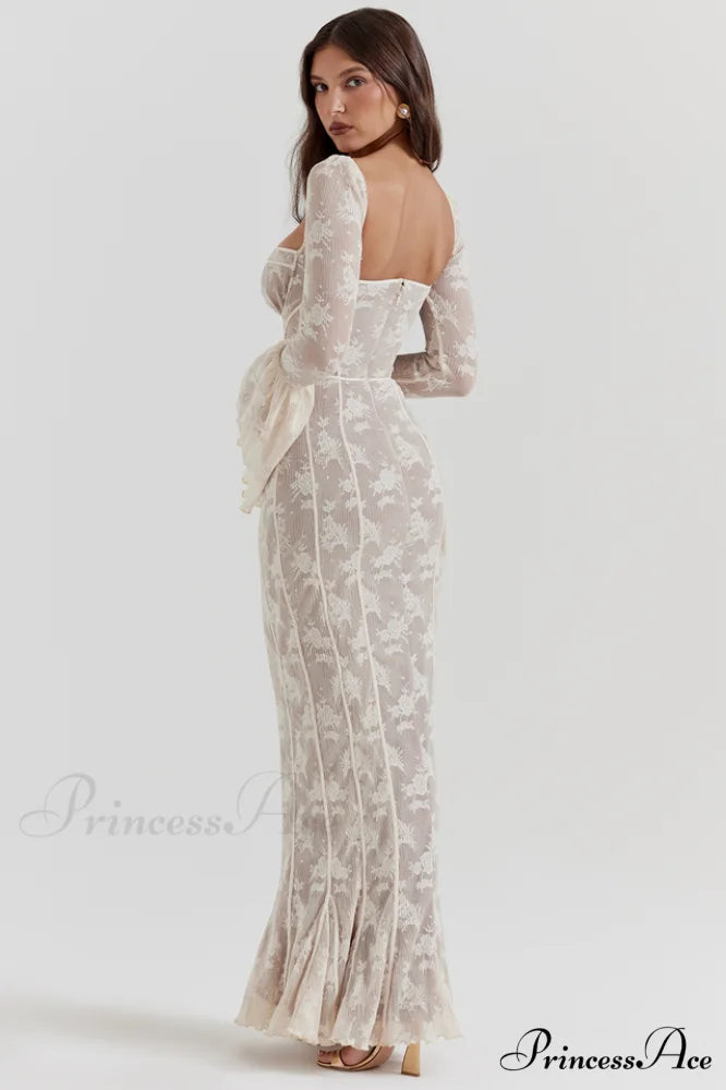 Delilah Vintage Cream Charming Lace Maxi Dress