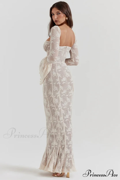 Delilah Vintage Cream Charming Lace Maxi Dress