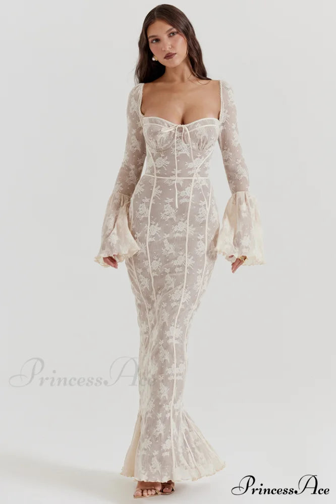Delilah Vintage Cream Charming Lace Maxi Dress XS / Cream