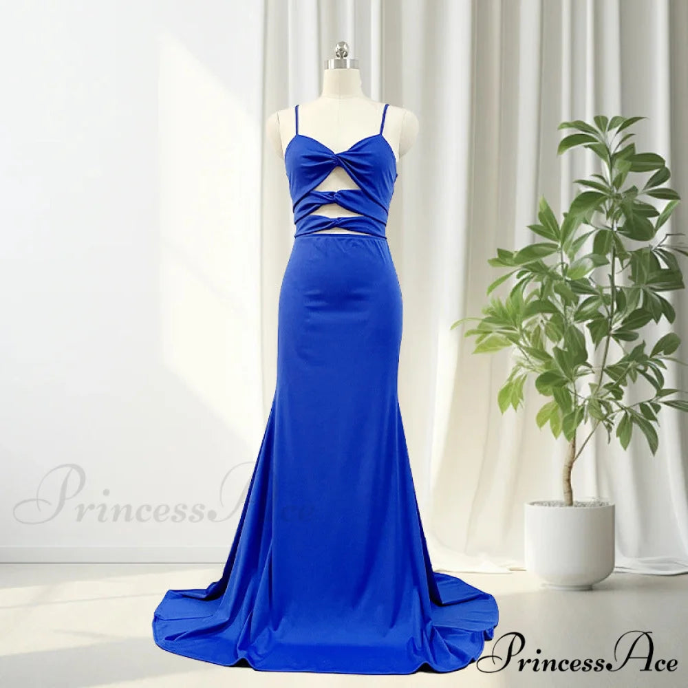 Delta Formal Stylish Cutout Glitter Dress Blue / S