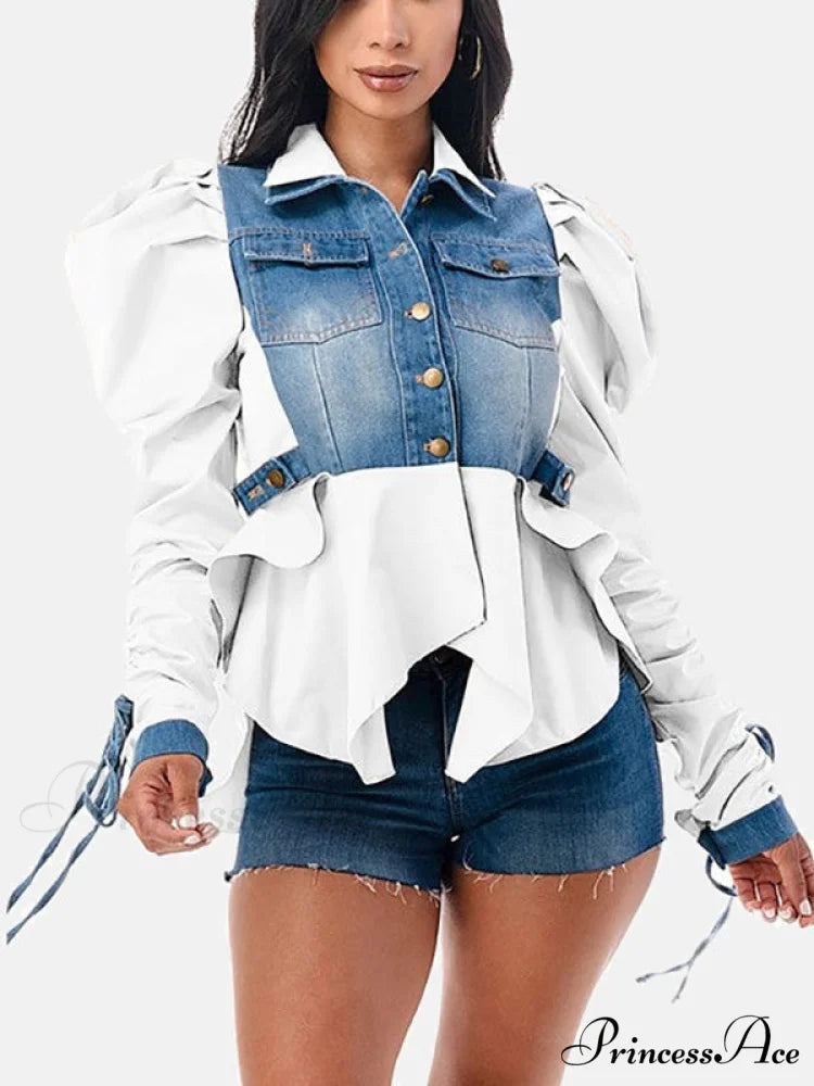 Denim Charming Patchwork Romper